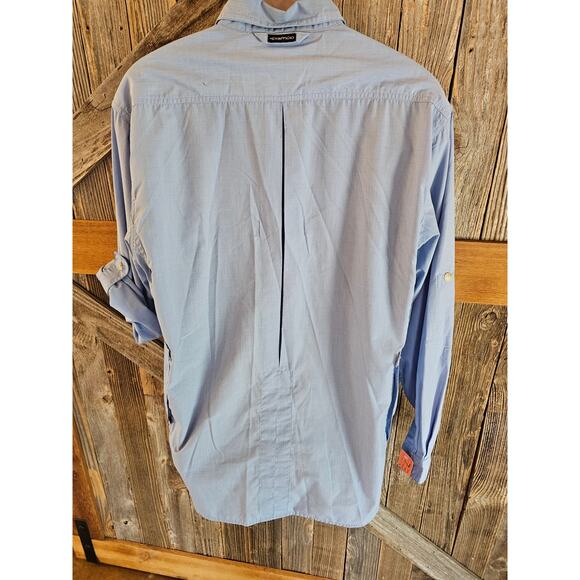 Exofficio roll tab sleeve Vented side back insect repellant button up L *FLAW* - Picture 2 of 11